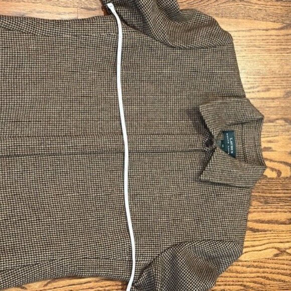 Ralph Lauren 100% Lambs Wool Zipper Jacket Size 12 Houndstooth Brown Black White - Picture 10 of 12